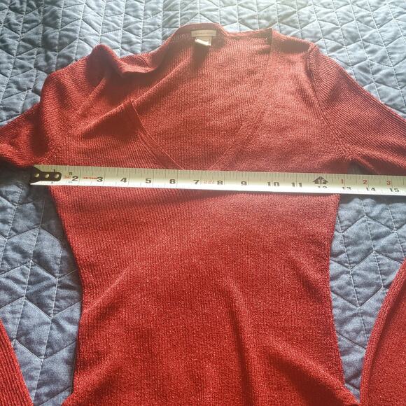 Victoria's Secret Size S Red Metallic Bodysuit Snaps Deep V Neck Club Party - Picture 10 of 11